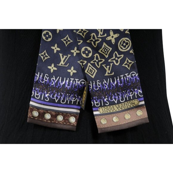 Louis Vuitton Womens LV Monogram Map Bandeau Blue Ombre Silk Neck Tie Scarf - Picture 2 of 10